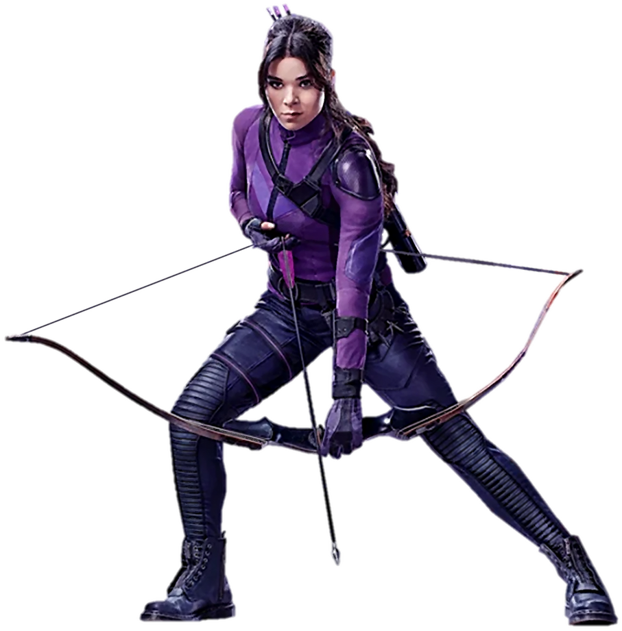 Kate Bishop in costume holding Bow and Arrow