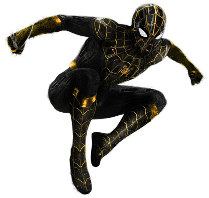 Spider-Man in his inside-out black and gold suit.