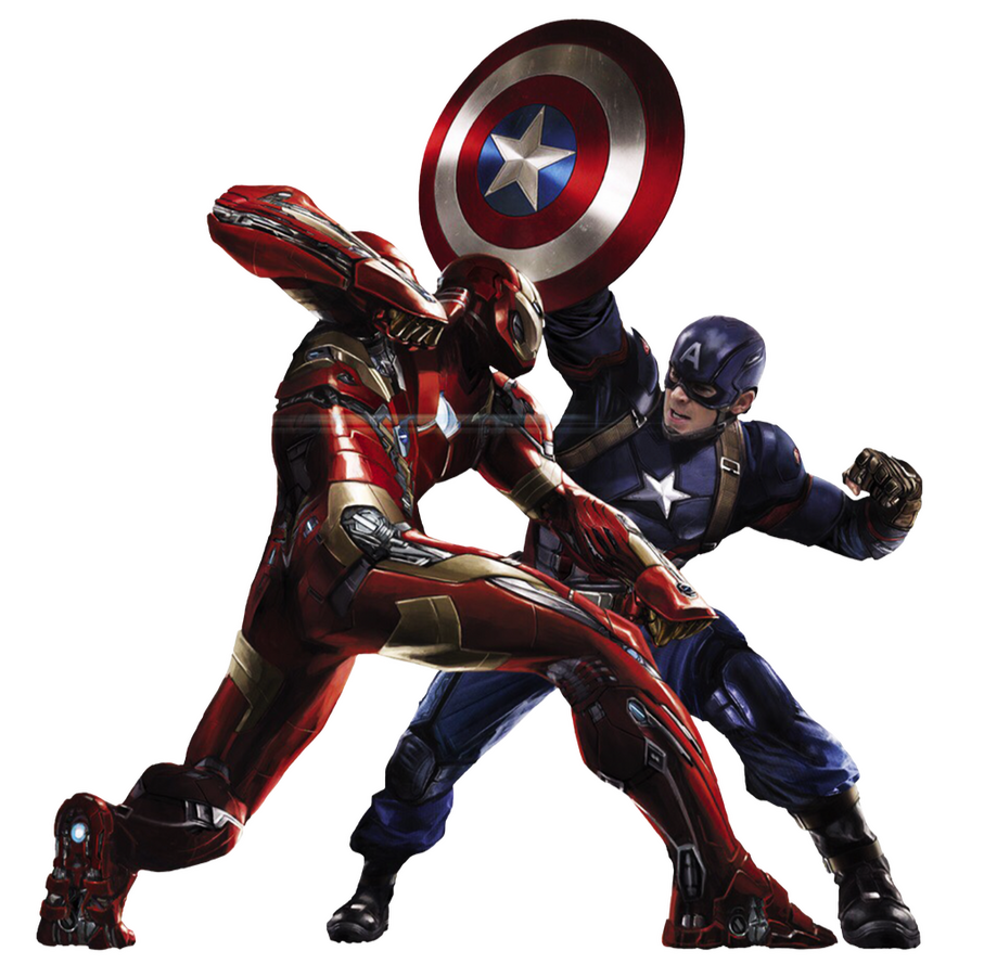 Iron Man and Captain America fighting