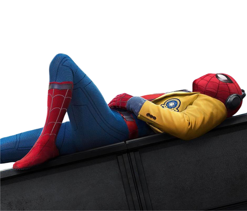 Spider-Man laying down in his decathlon jacket.