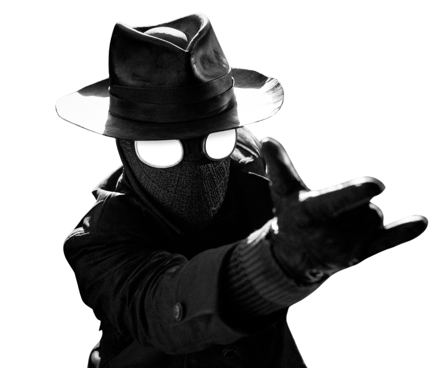 Spider-Noir posing to shoot a web