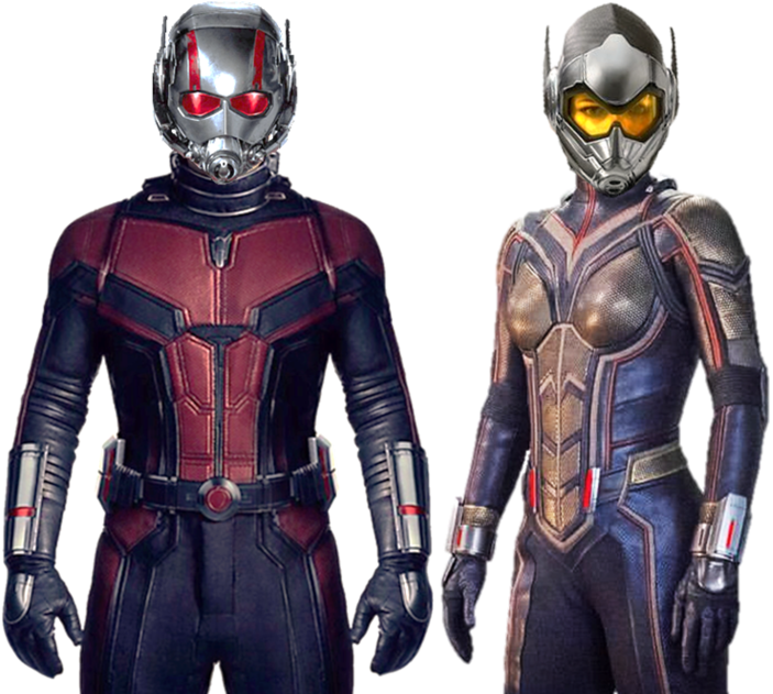 Ant-Man and the Wasp standing side by side